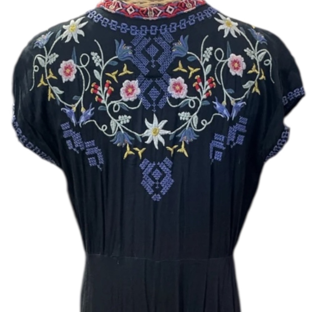 Johnny Was Mariposa heavily embroidered button down Challis Maxi dress - Picture 10 of 13